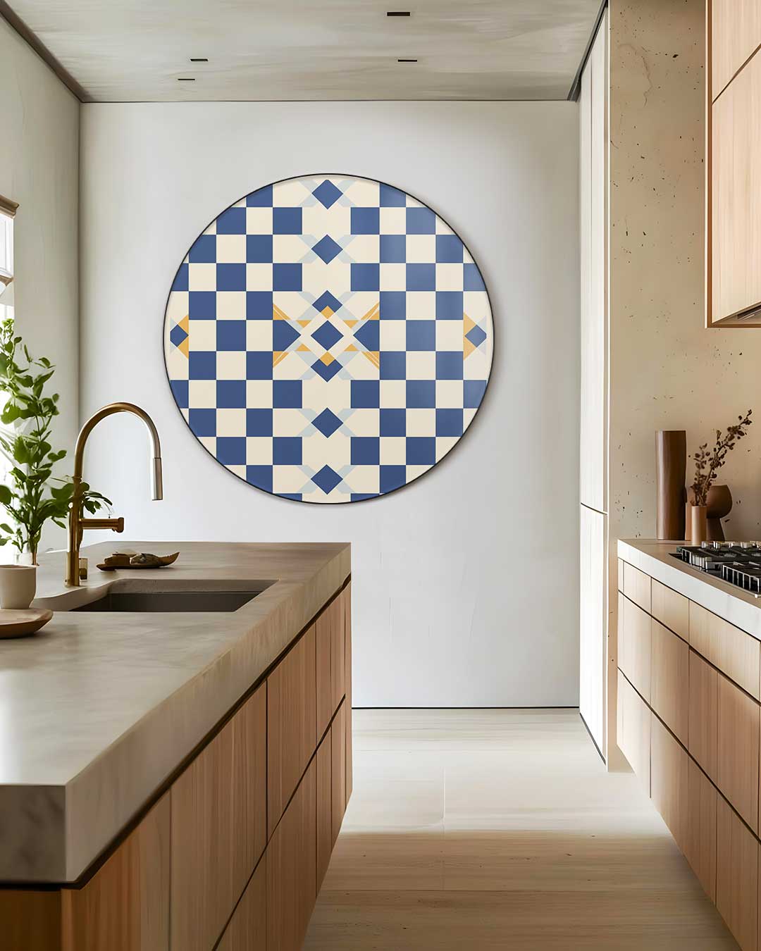 Checkerboard Chic Muurcirkel-WallArtistic