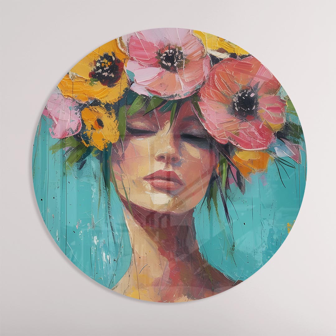 Bloemenhoofd Dromer Muurcirkel-WallArtistic