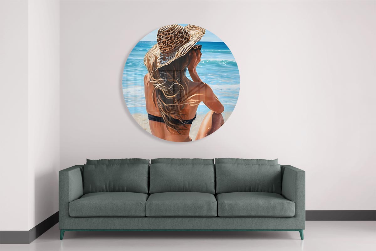 Zon, Zee en Strand Muurcirkel-WallArtistic