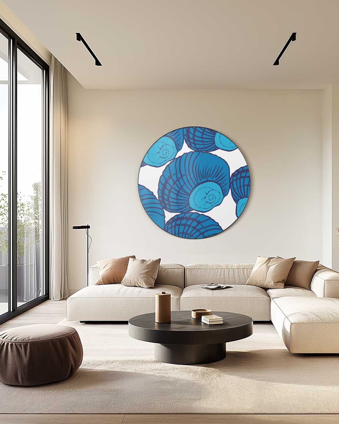 Blauwe Schelp Muurcirkel-WallArtistic