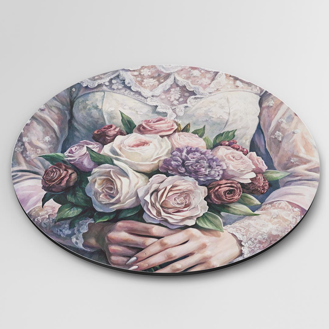 Romantische Bloemen Bruid Muurcirkel-WallArtistic