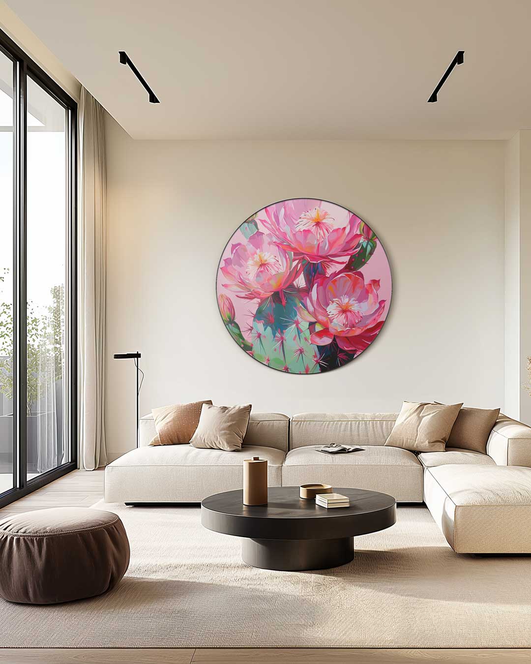 Kleurrijke Cactus Bloemen Muurcirkel-WallArtistic