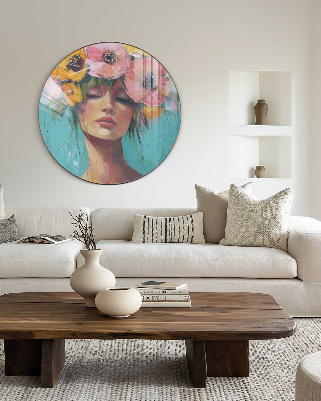 Bloemenhoofd Dromer Muurcirkel-WallArtistic
