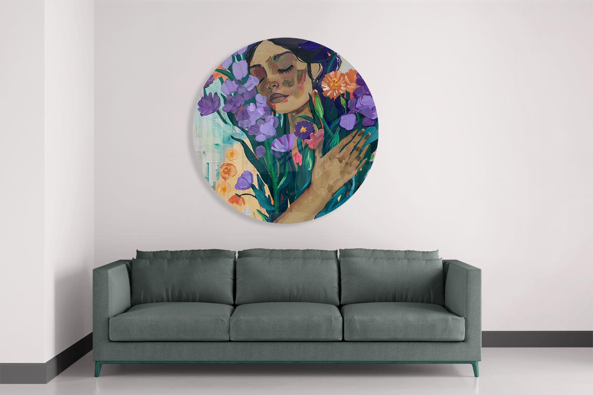 Dromerige Bloemenpracht Muurcirkel-WallArtistic