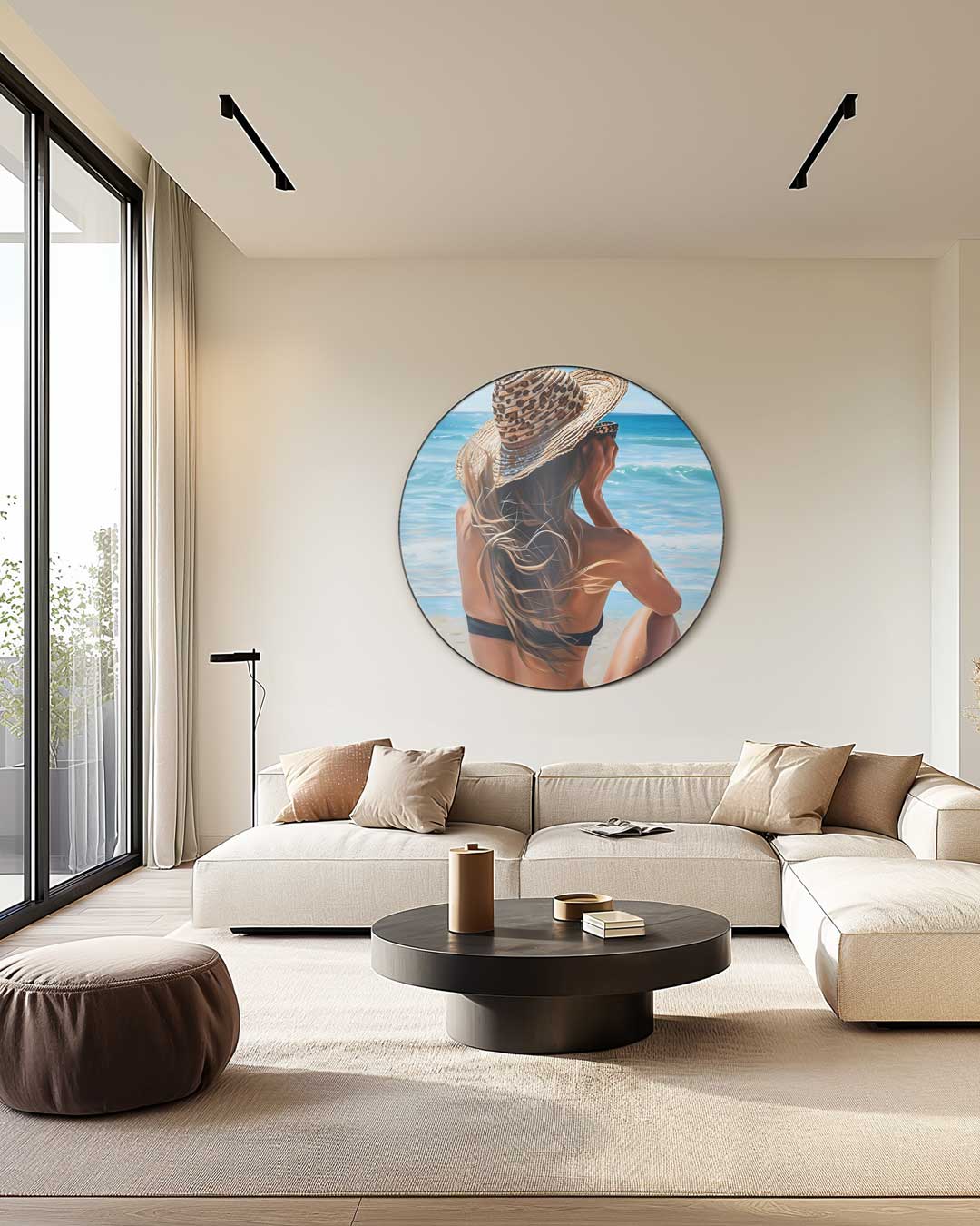 Zon, Zee en Strand Muurcirkel-WallArtistic
