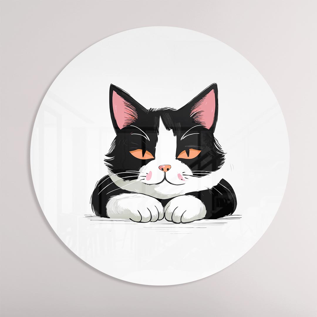 Schattige Kat Muurcirkel-WallArtistic