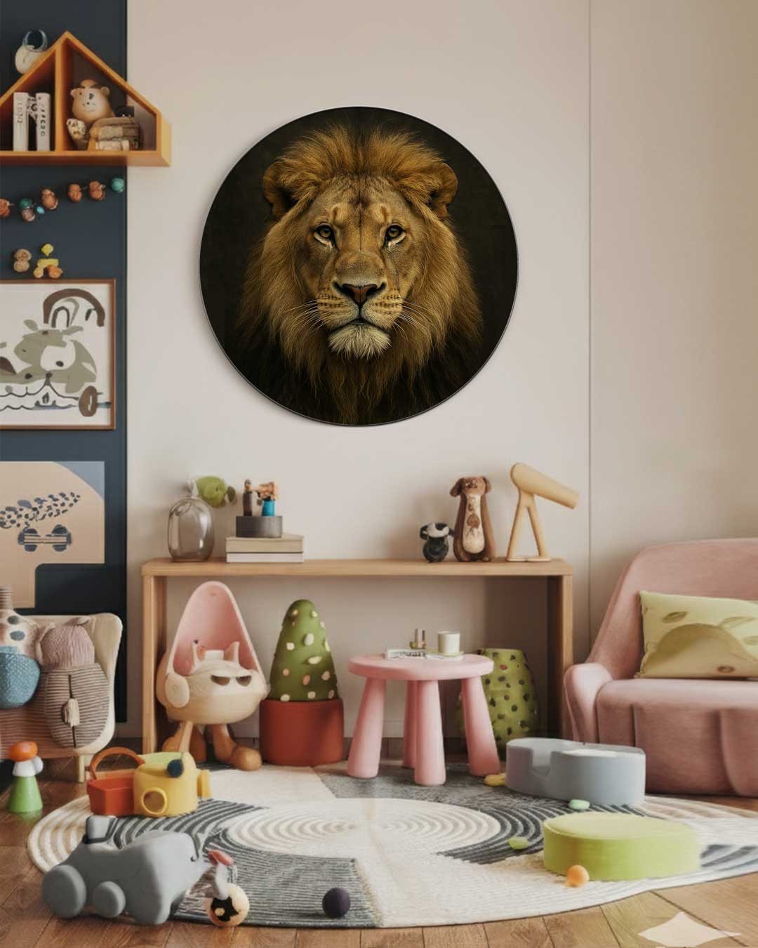 Majestueuze Leeuw Muurcirkel-WallArtistic