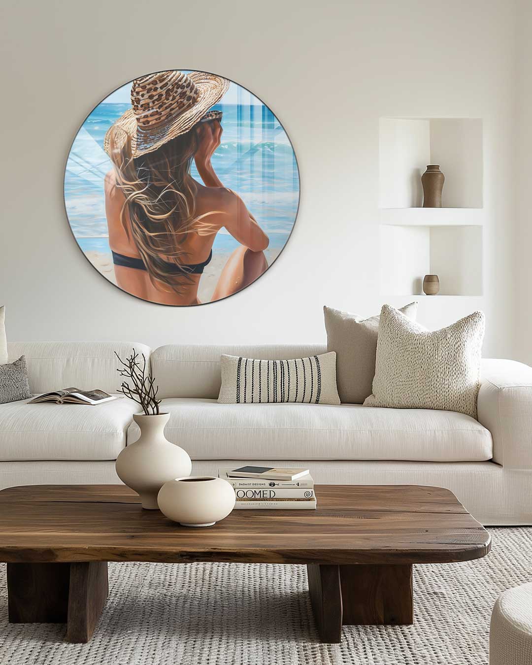 Zon, Zee en Strand Muurcirkel-WallArtistic
