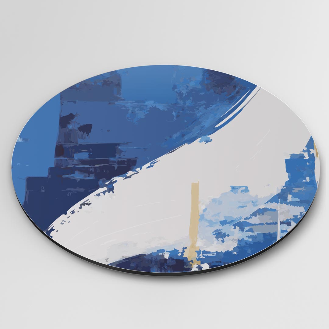 Moderne Blauwe Abstracte Muurcirkel-WallArtistic