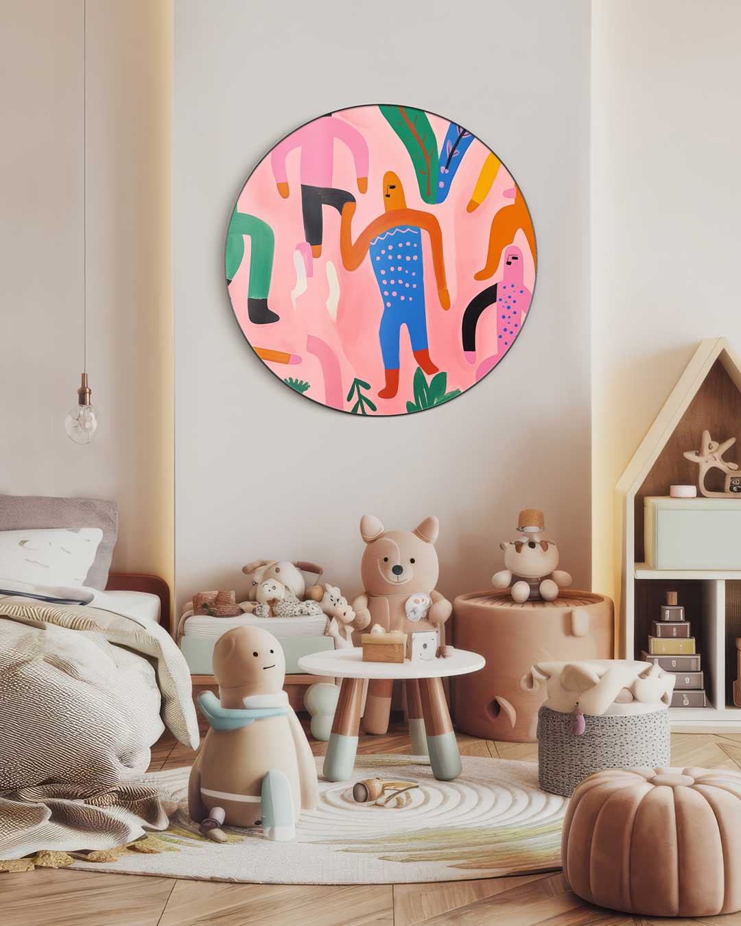 Kleurrijke Abstracte Figuren Muurcirkel-WallArtistic