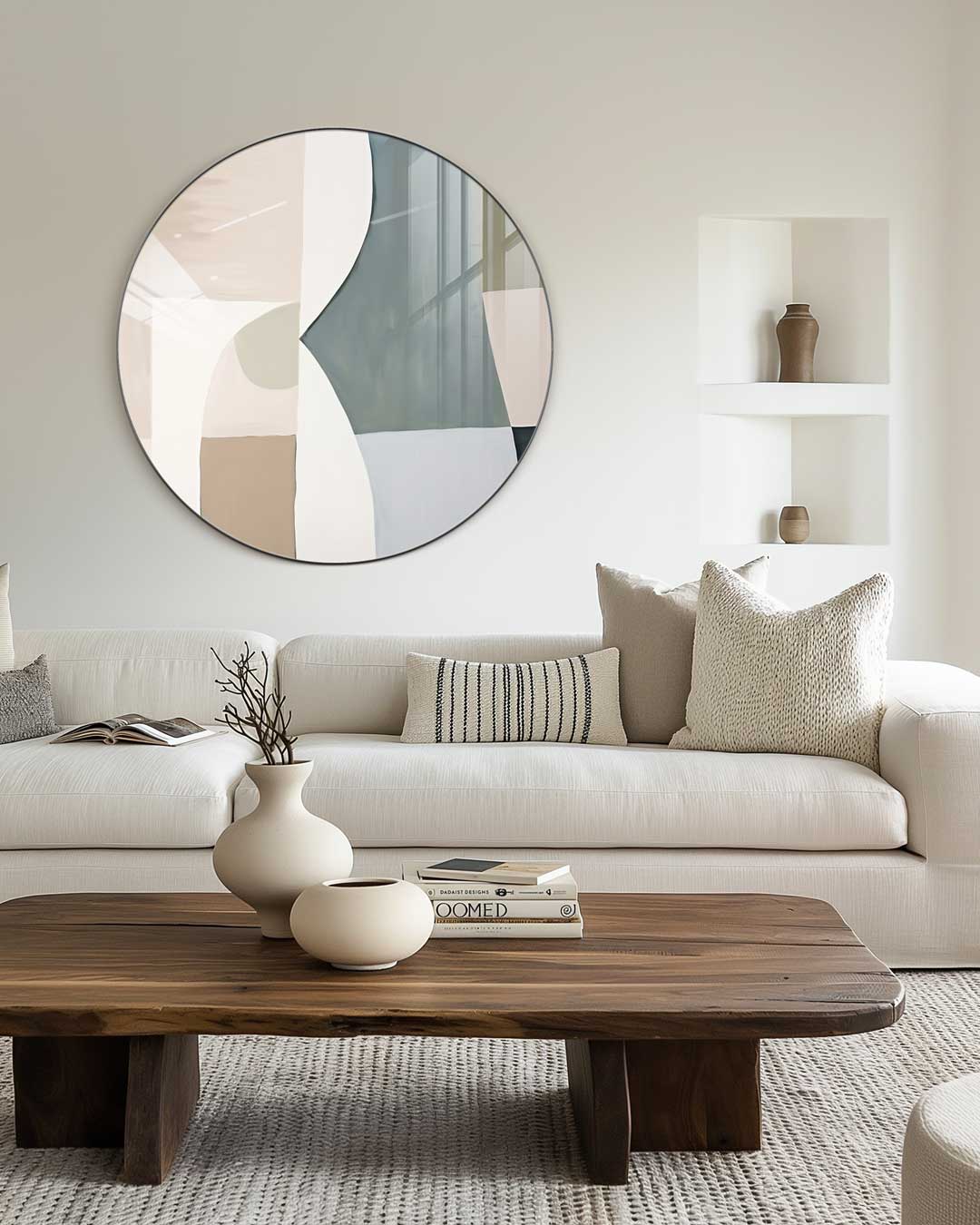 Abstracte Wandcirkel Beige Groenten Muurcirkel-WallArtistic