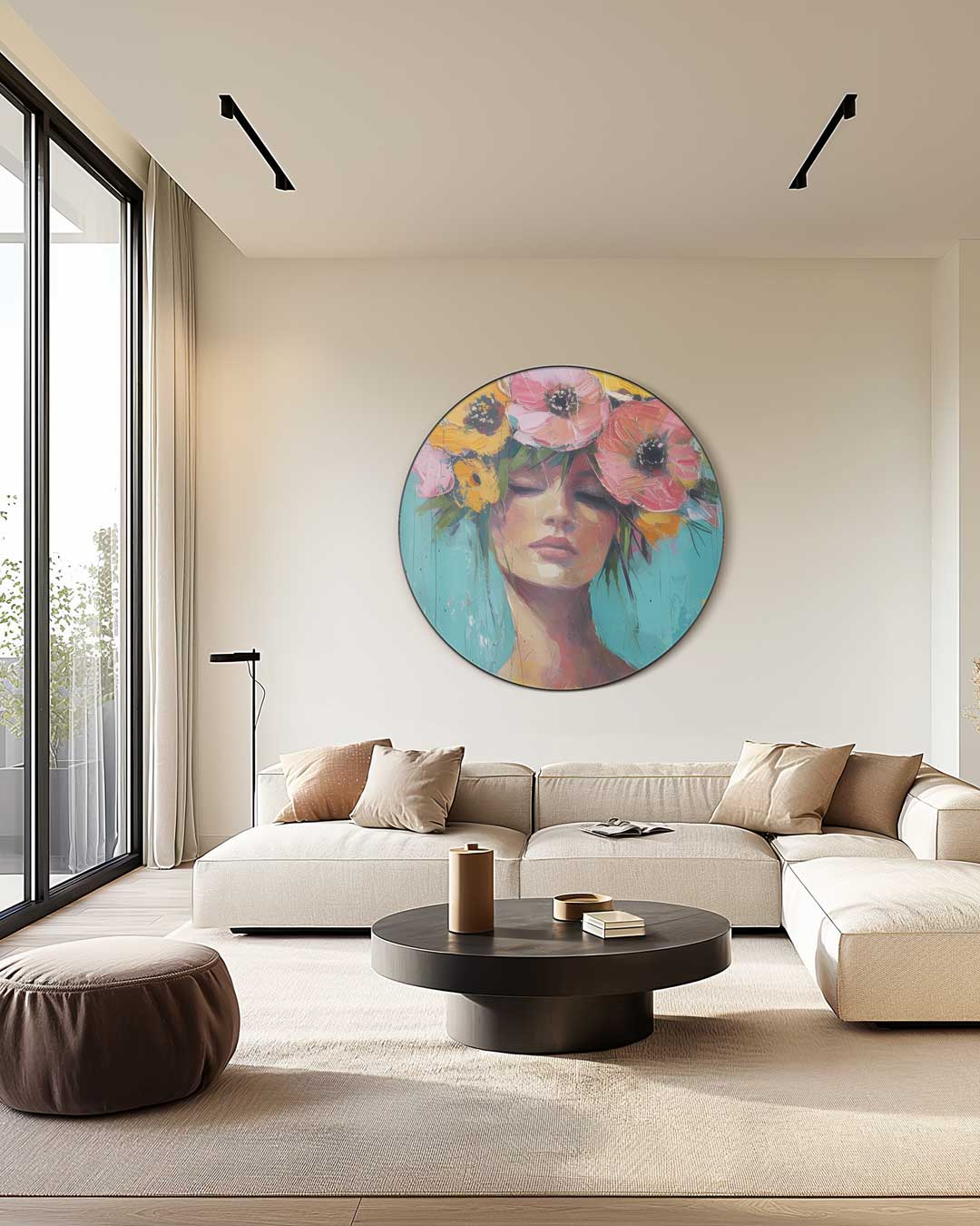 Bloemenhoofd Dromer Muurcirkel-WallArtistic
