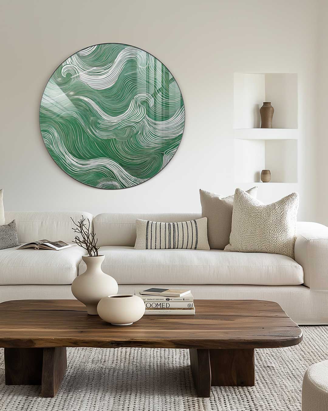 Golvende Groene Muurcirkel-WallArtistic