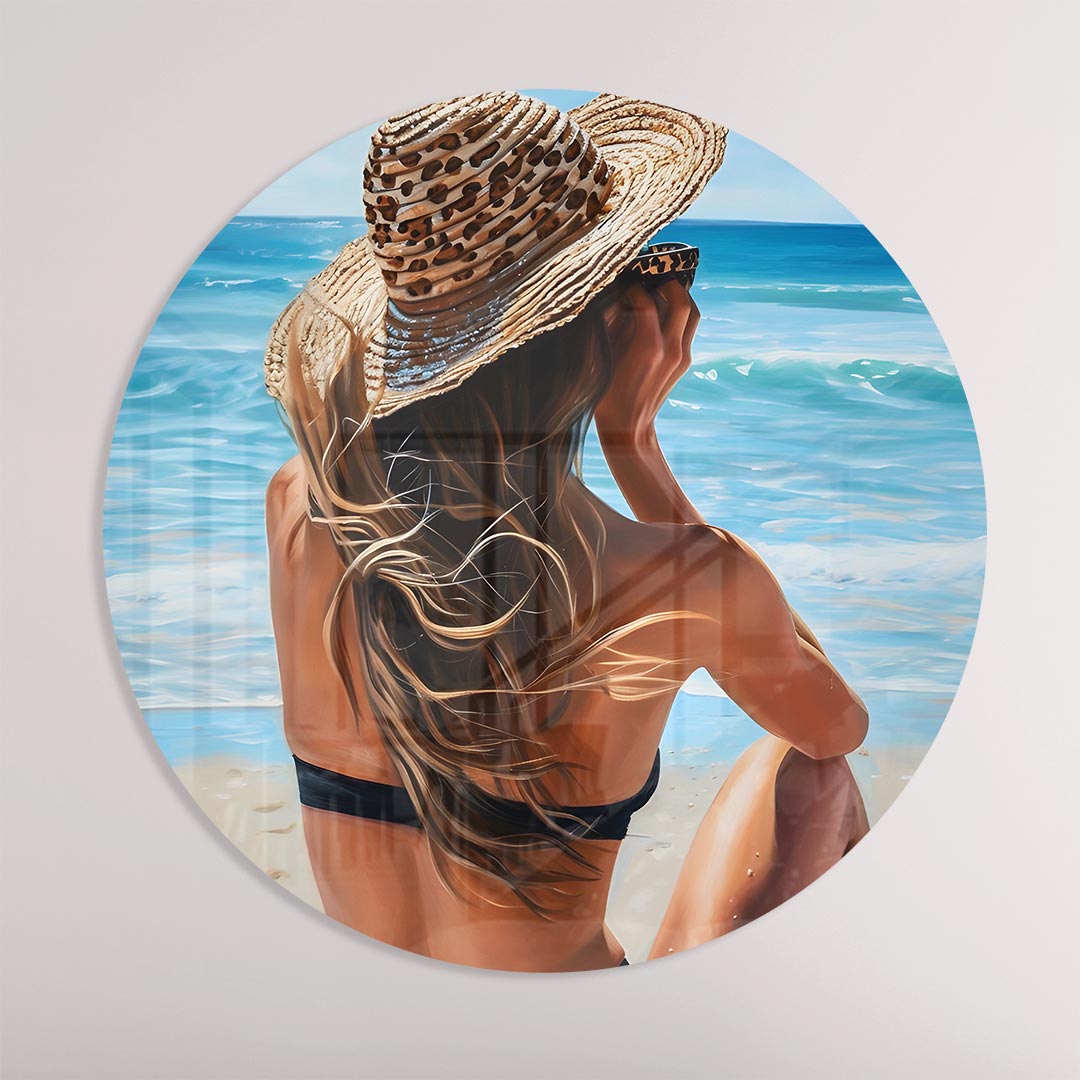 Zon, Zee en Strand Muurcirkel-WallArtistic