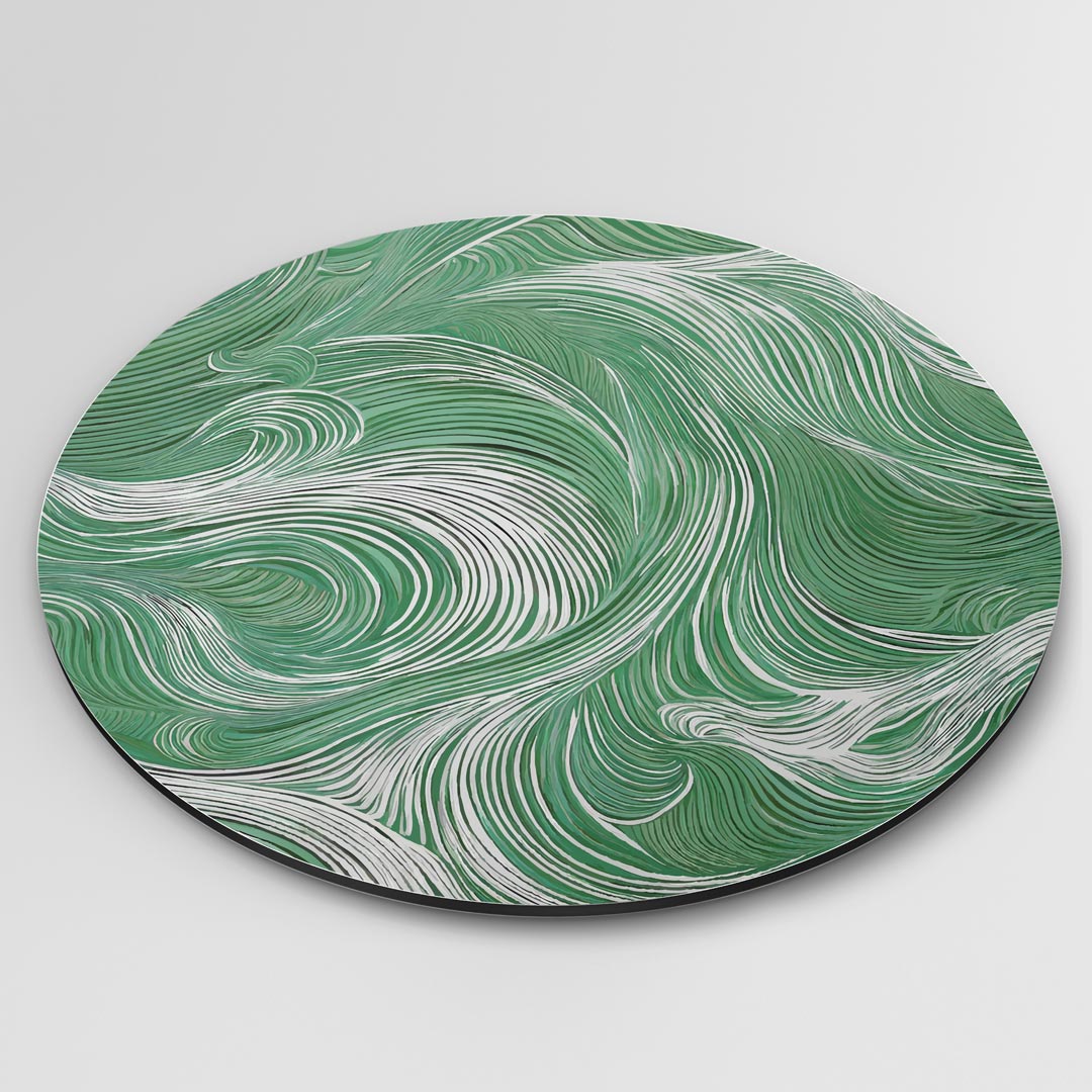 Groene Golvende Muurcirkel-WallArtistic