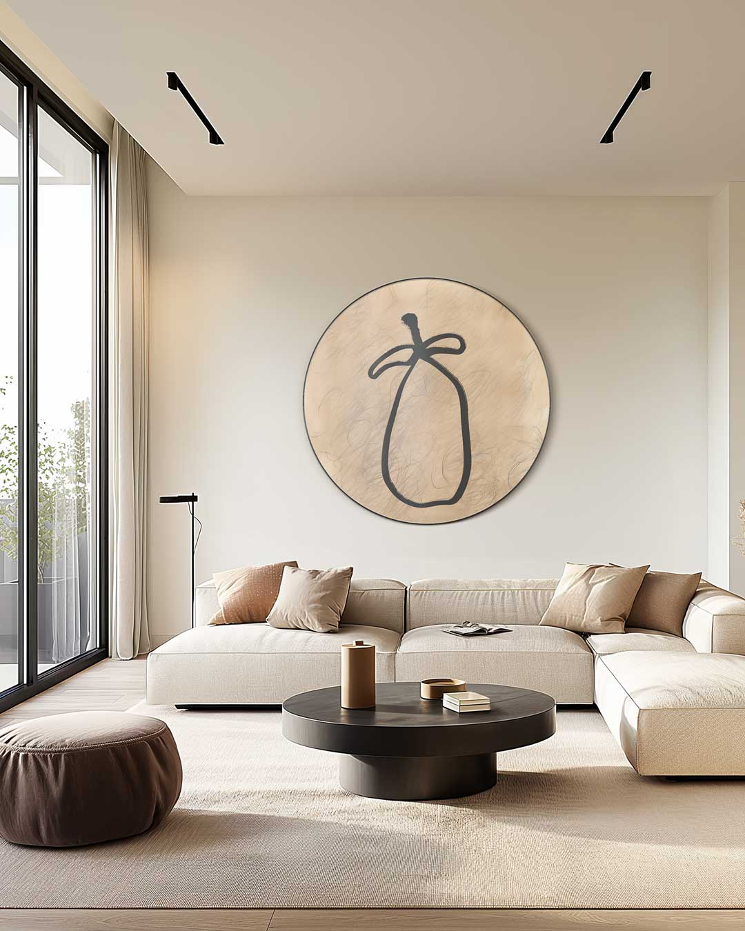 Abstracte Zwart-Wit Muurcirkel-WallArtistic