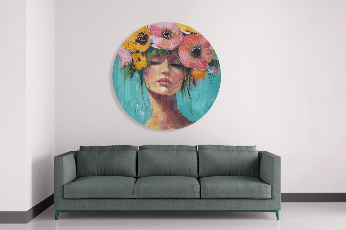 Bloemenhoofd Dromer Muurcirkel-WallArtistic