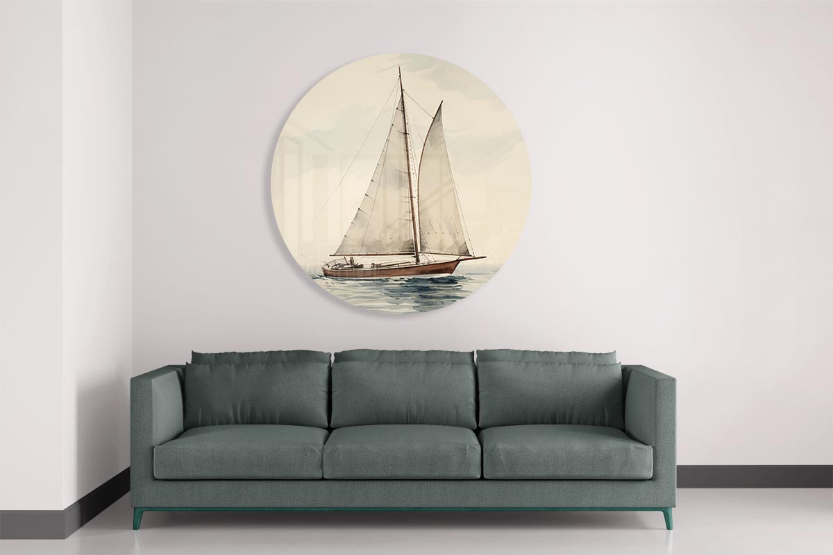 Zeilboot Muurcirkel-WallArtistic