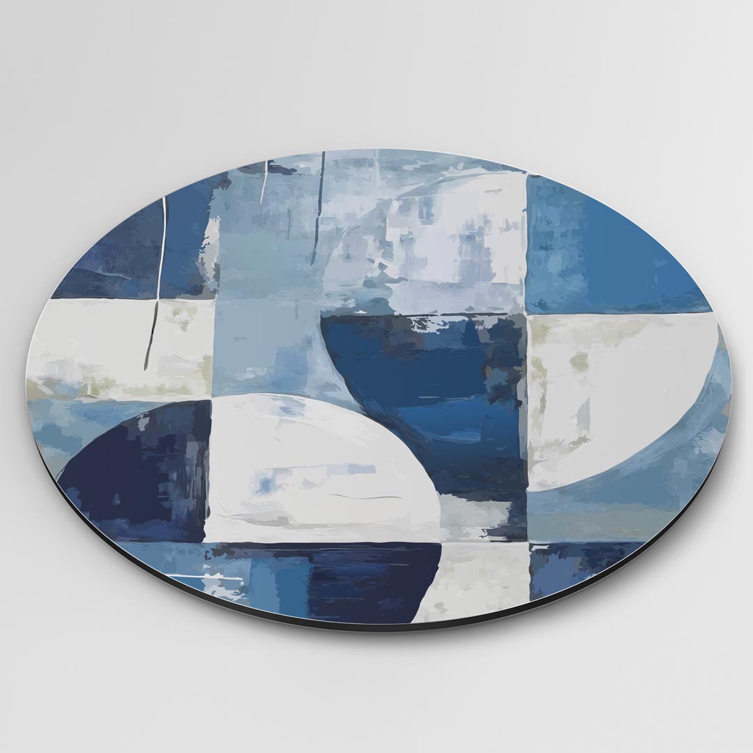 Blauwe Abstracte Muurcirkel-WallArtistic