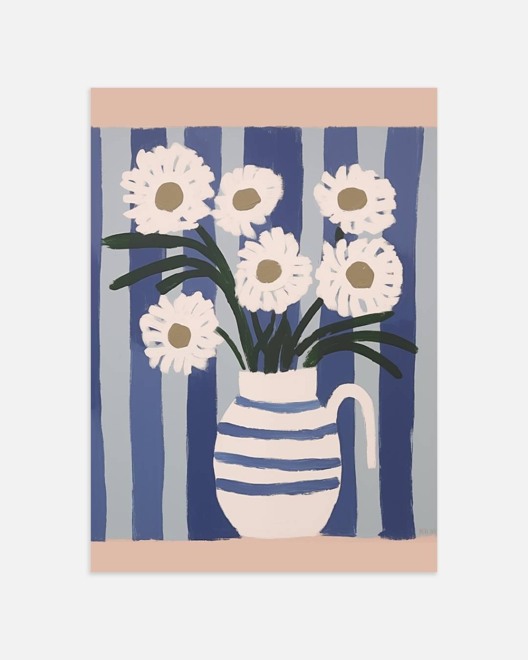 Bloemen in gestreepte vaas Poster