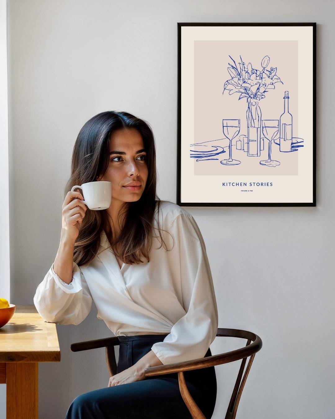 Kitchen stories bloemen en wijn Poster