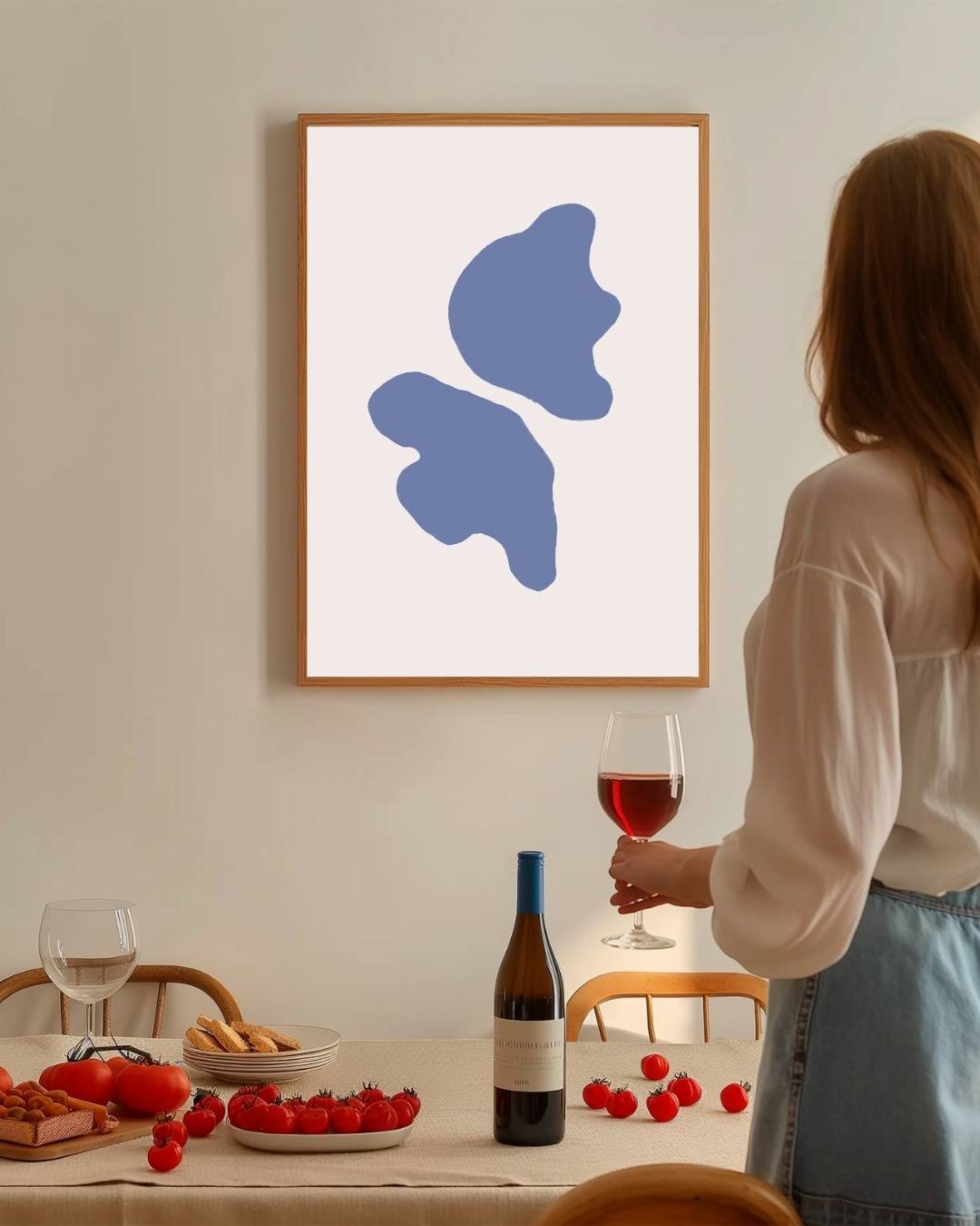 Blauwe abstracte vormen Poster