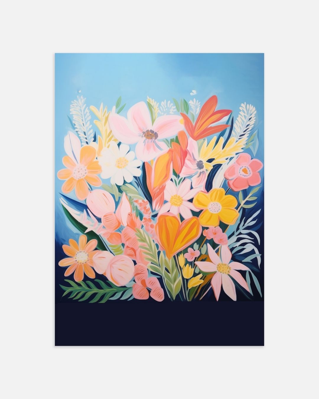 Bloemenpracht op blauw Poster
