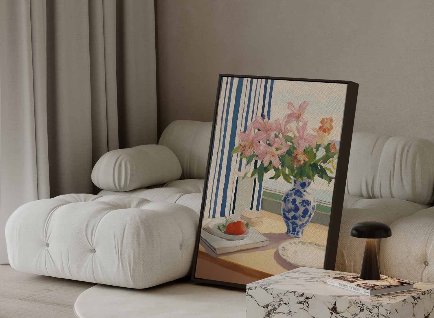 Zomerlicht aan tafel Kunstwerk-canvas-dibond-plexiglas-wanddecoratie-WallArtistic