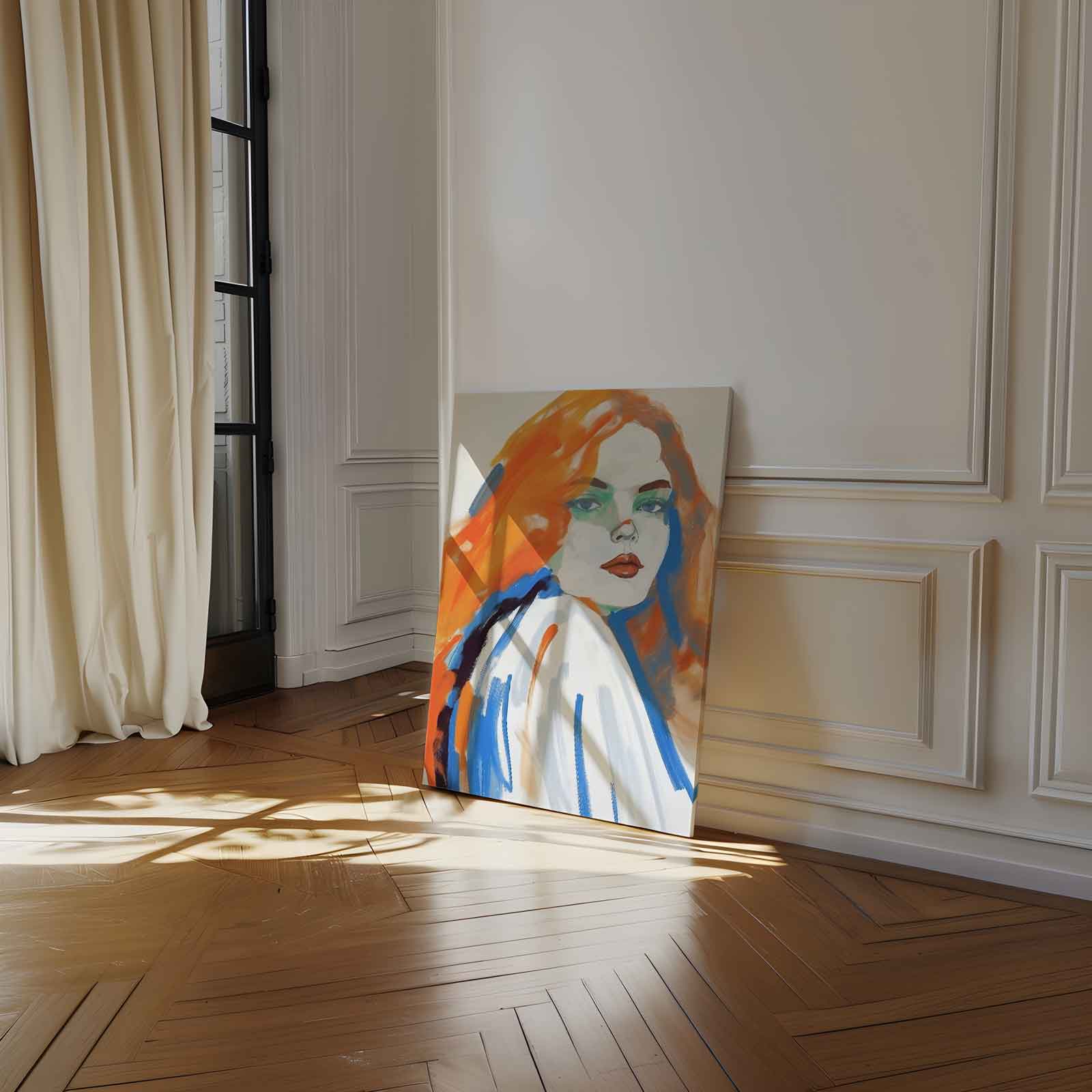 Skizze einer Frau mit orangefarbenen Haaren