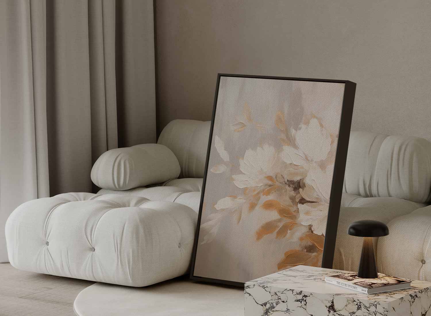 Zarte Blumen in Beige