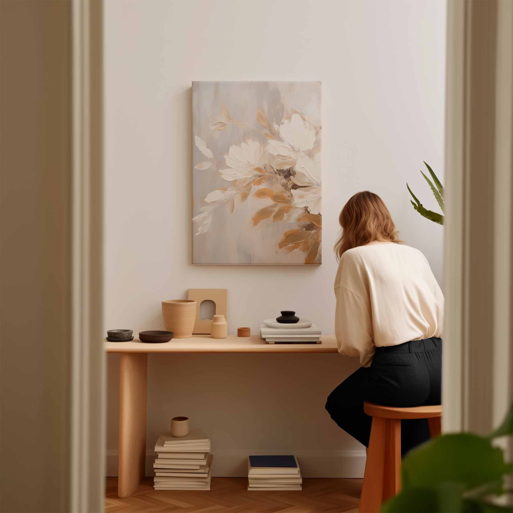 Zarte Blumen in Beige