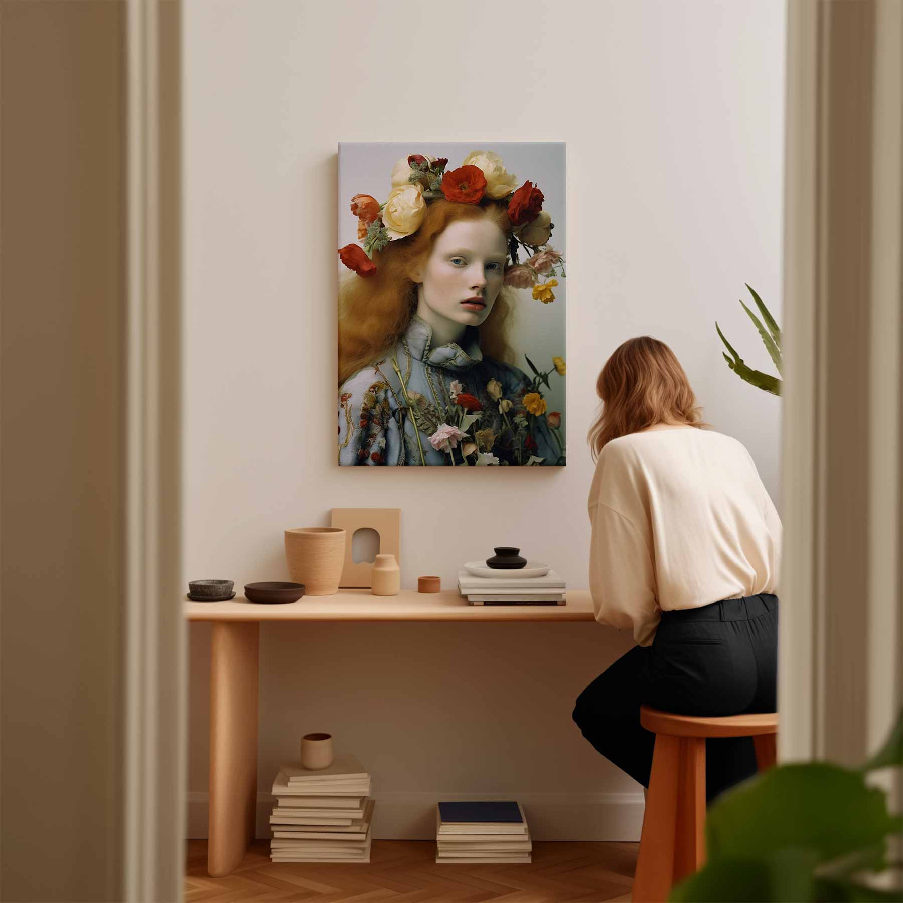 Portrait mit Blumenkrone I 