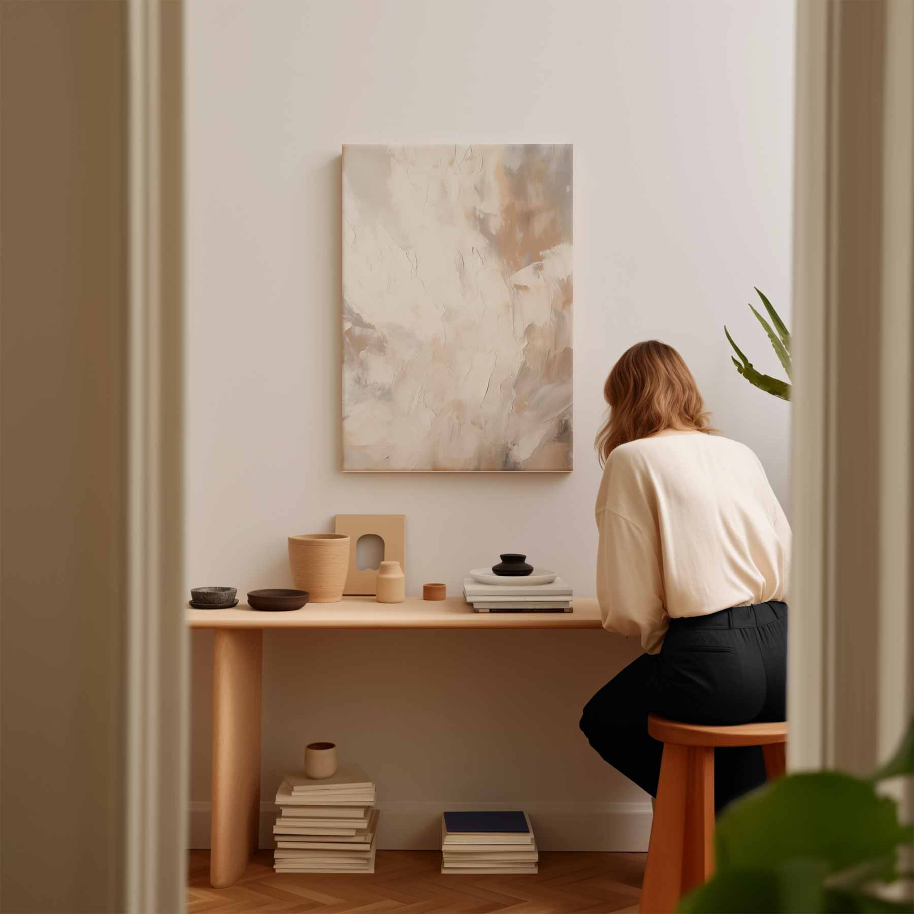 Warme Abstraktion in Beige und Creme 