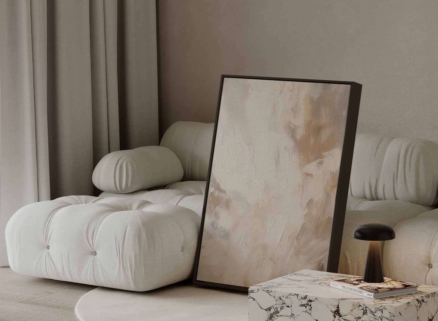 Warme Abstraktion in Beige und Creme 