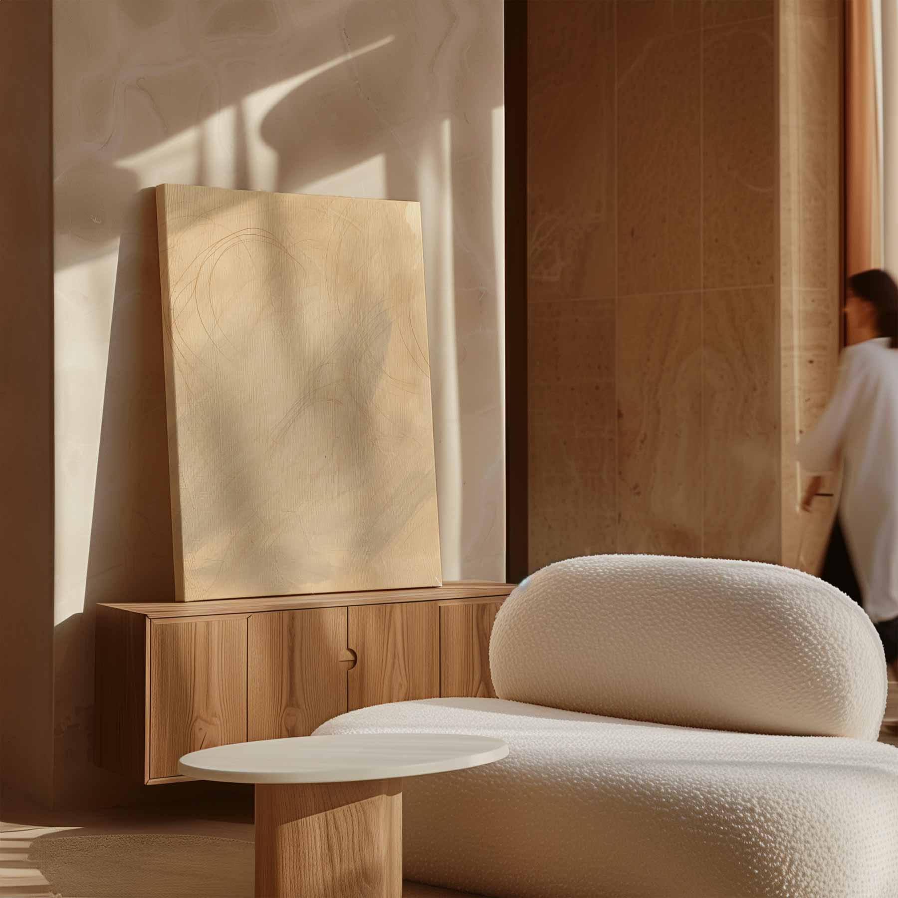 Beiger Hintergrund mit geschwungenen Linien