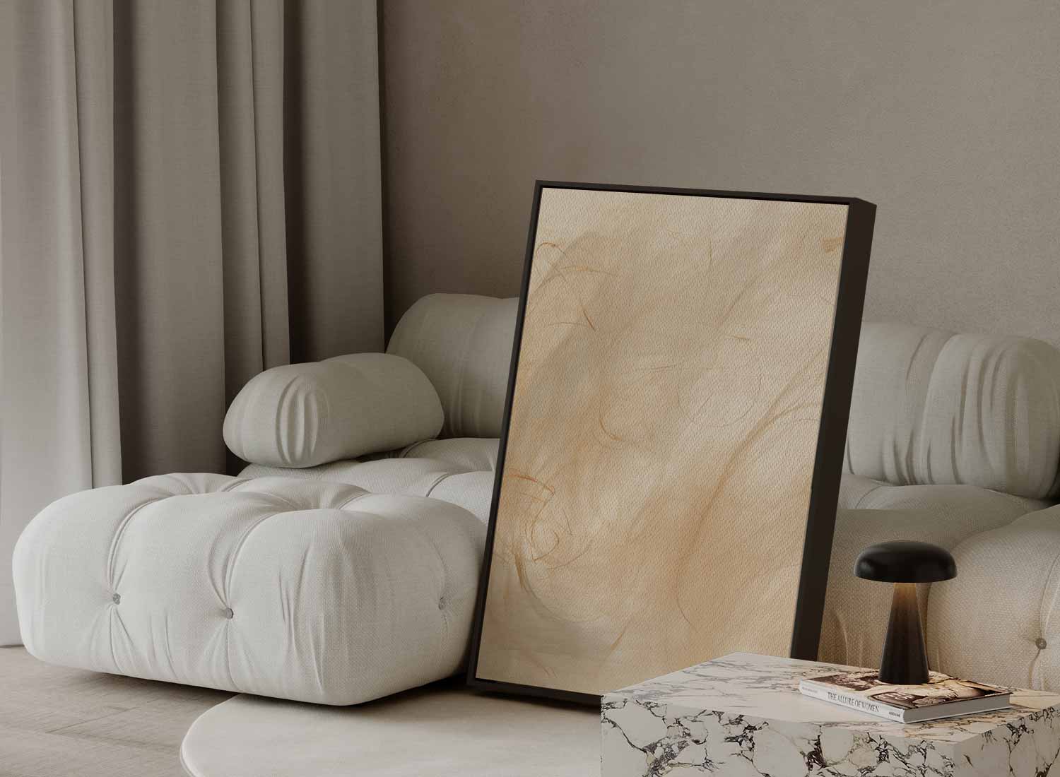 Bewegliches Beige mit orangen Akzenten