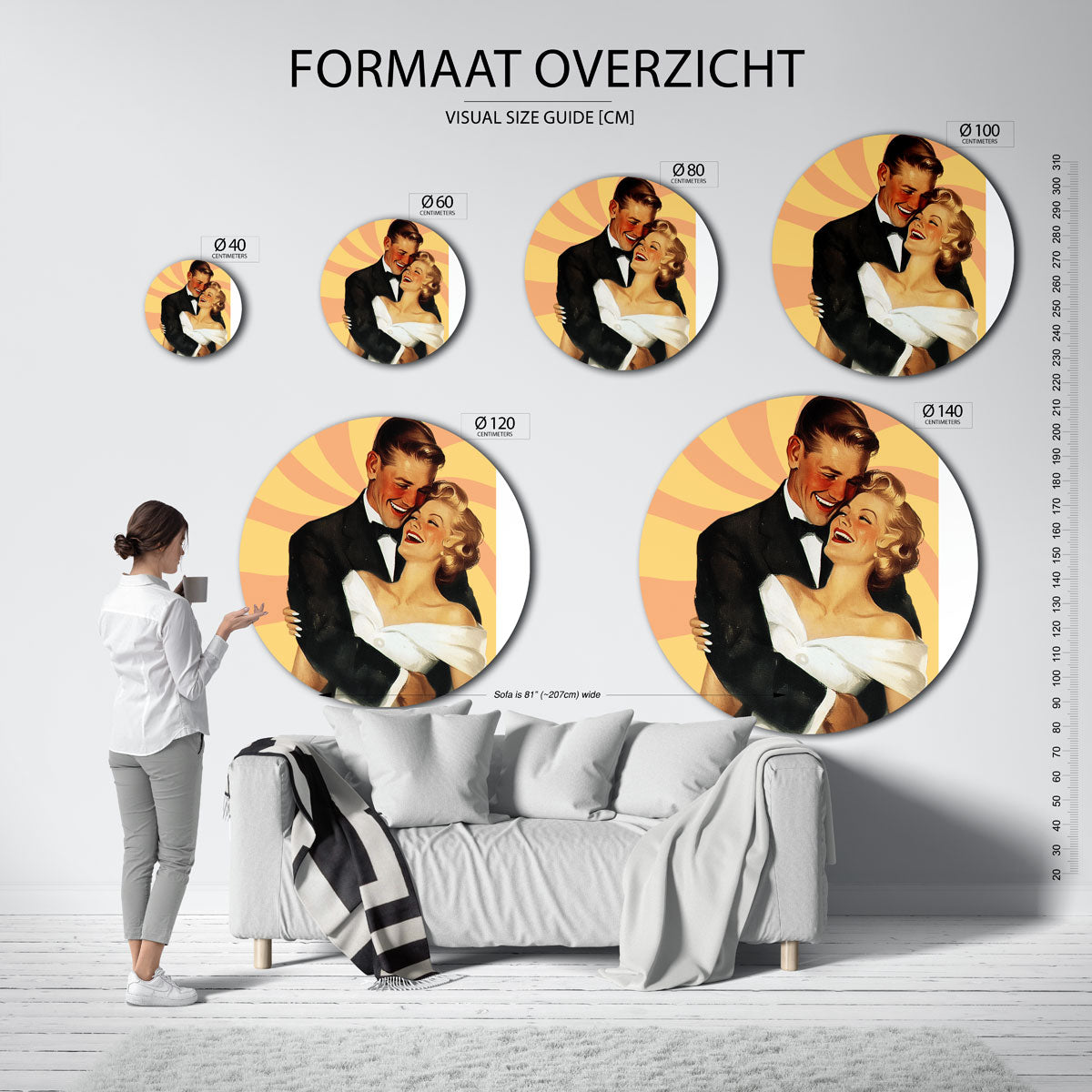 Lachend paar Muurcirkel