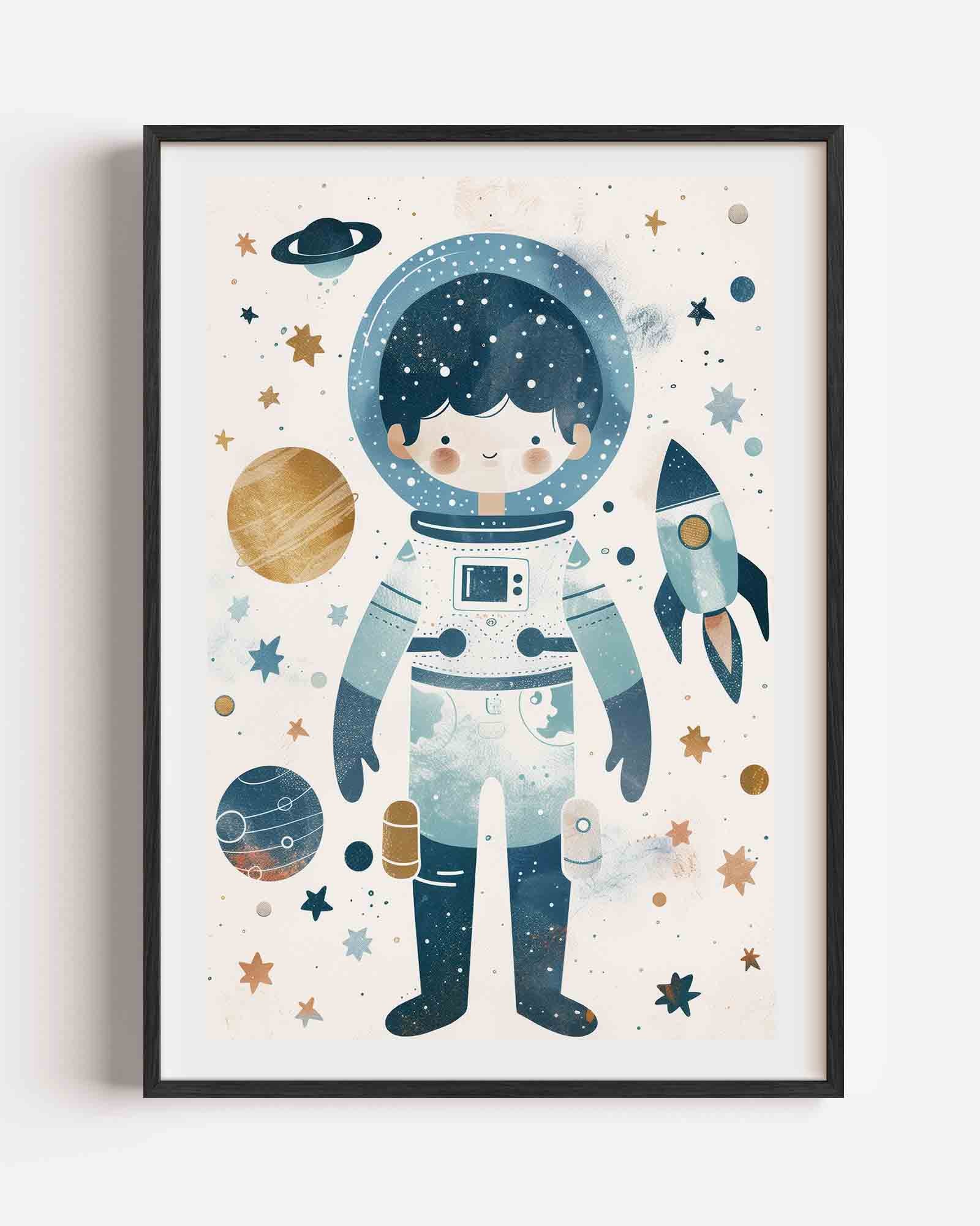 Astronaut en raket Poster