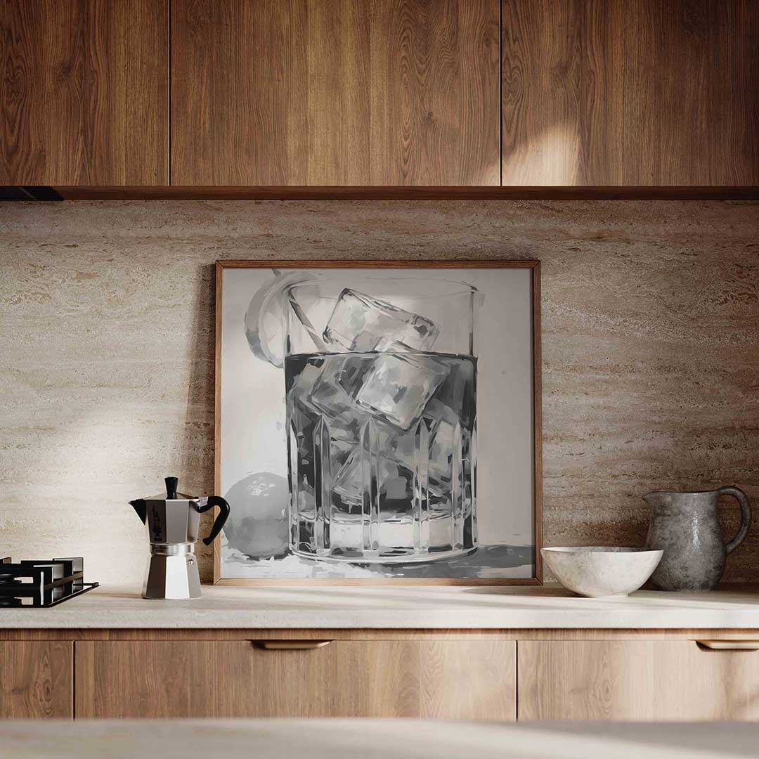 Glas met ijsblokjes Poster