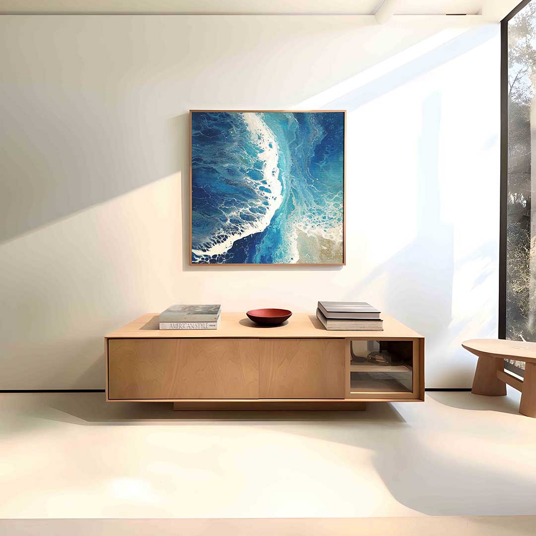 Golvende blauwe texturen Poster