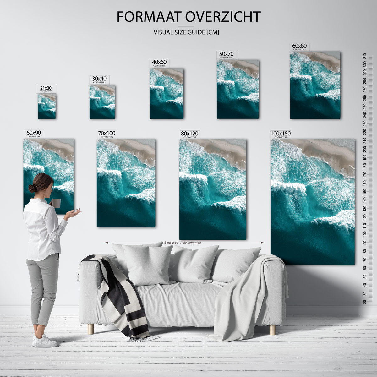 Golven en strand Poster