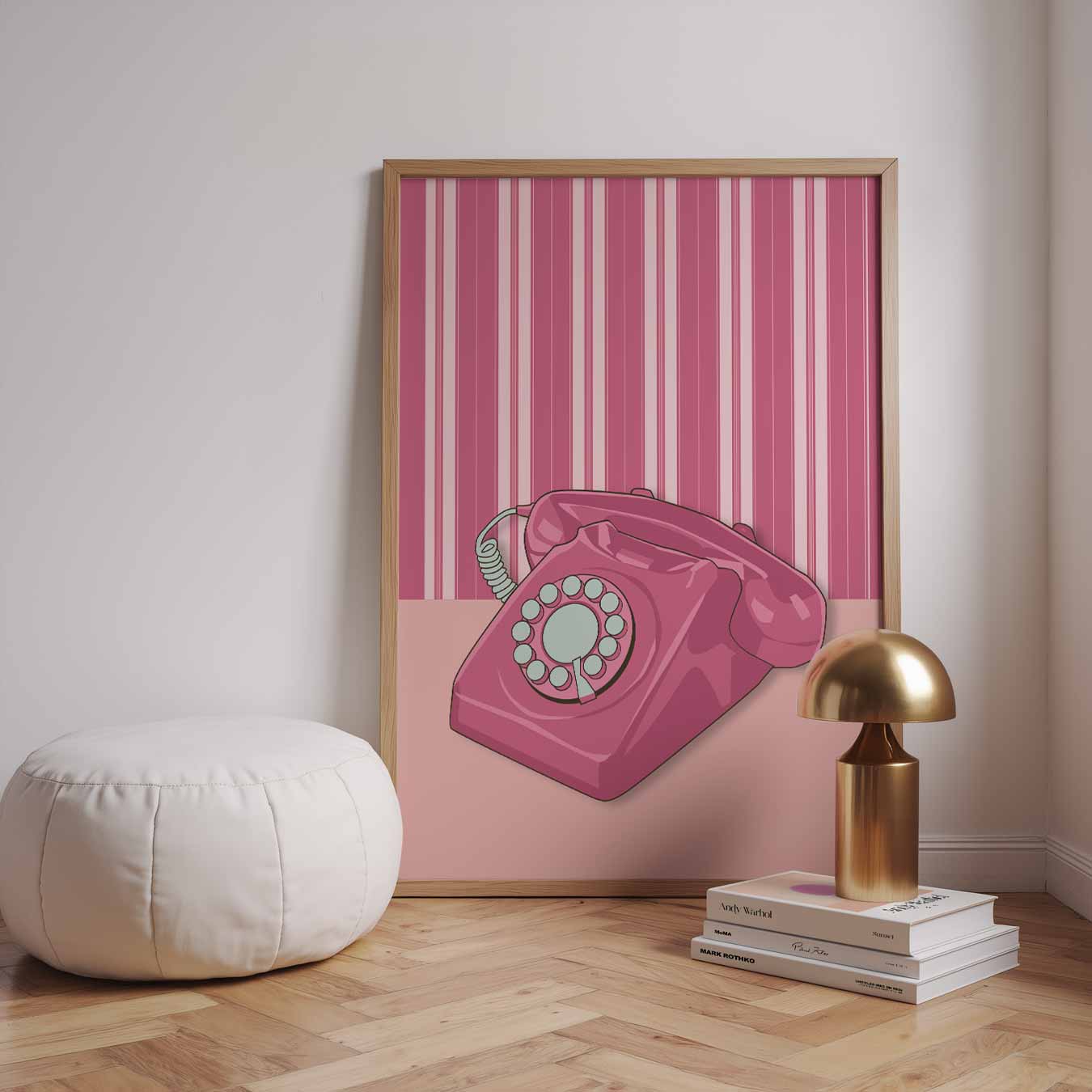 Retro Roze Telefoon Poster-WallArtistic