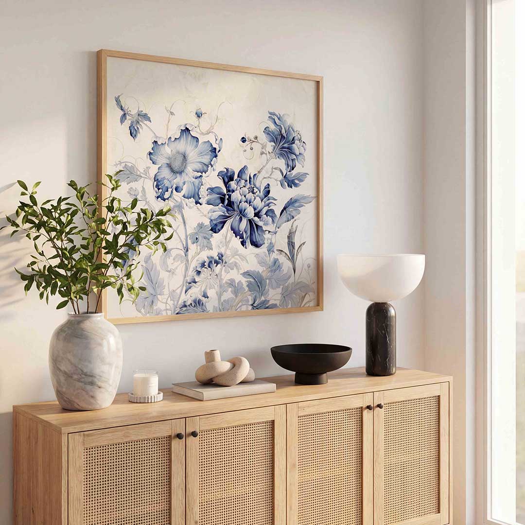 Blauwe bloemen Poster