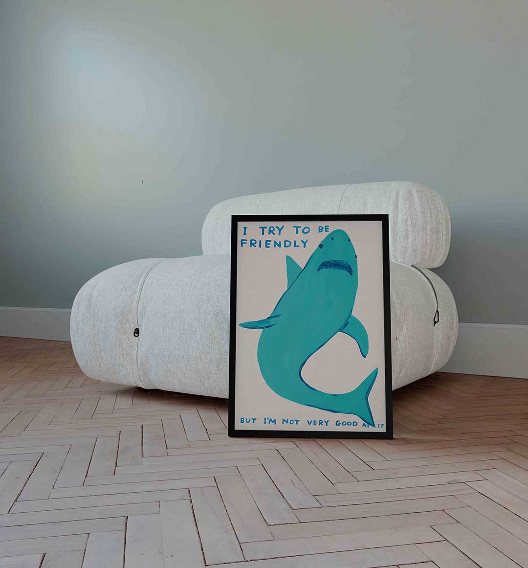 Blauwe haai met tekst Poster