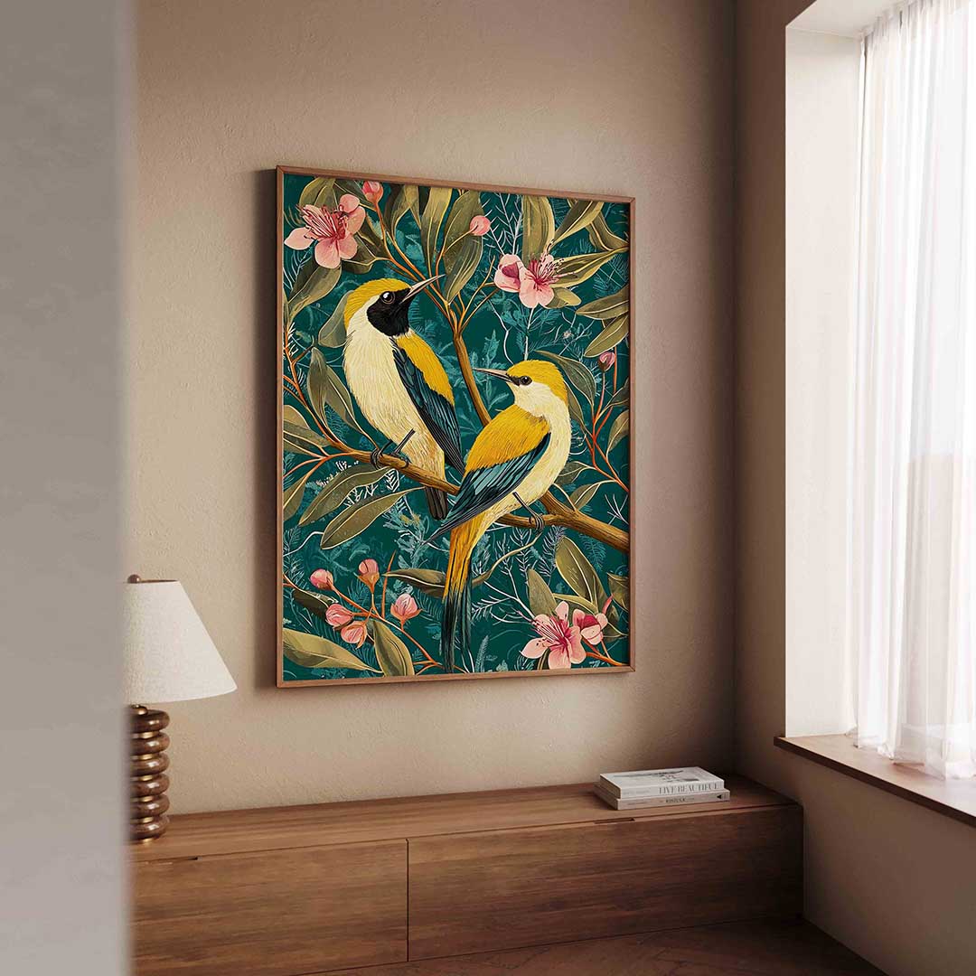 Vogels en bloemen Poster