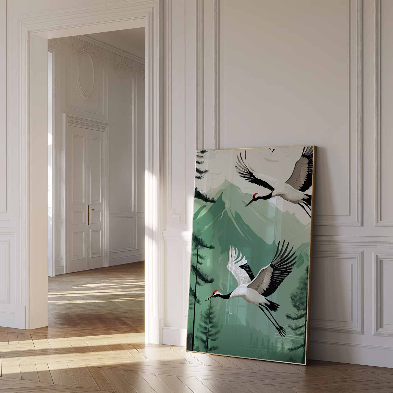 Vliegende Kraanvogels Poster-WallArtistic