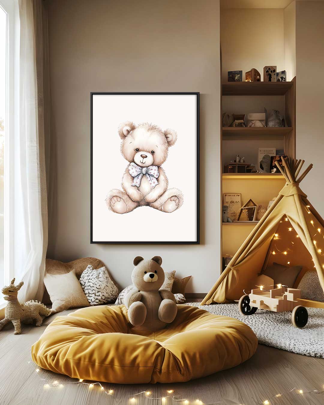 Knuffelbeer Illustratie Kunstwerk-canvas-dibond-plexiglas-wanddecoratie-WallArtistic