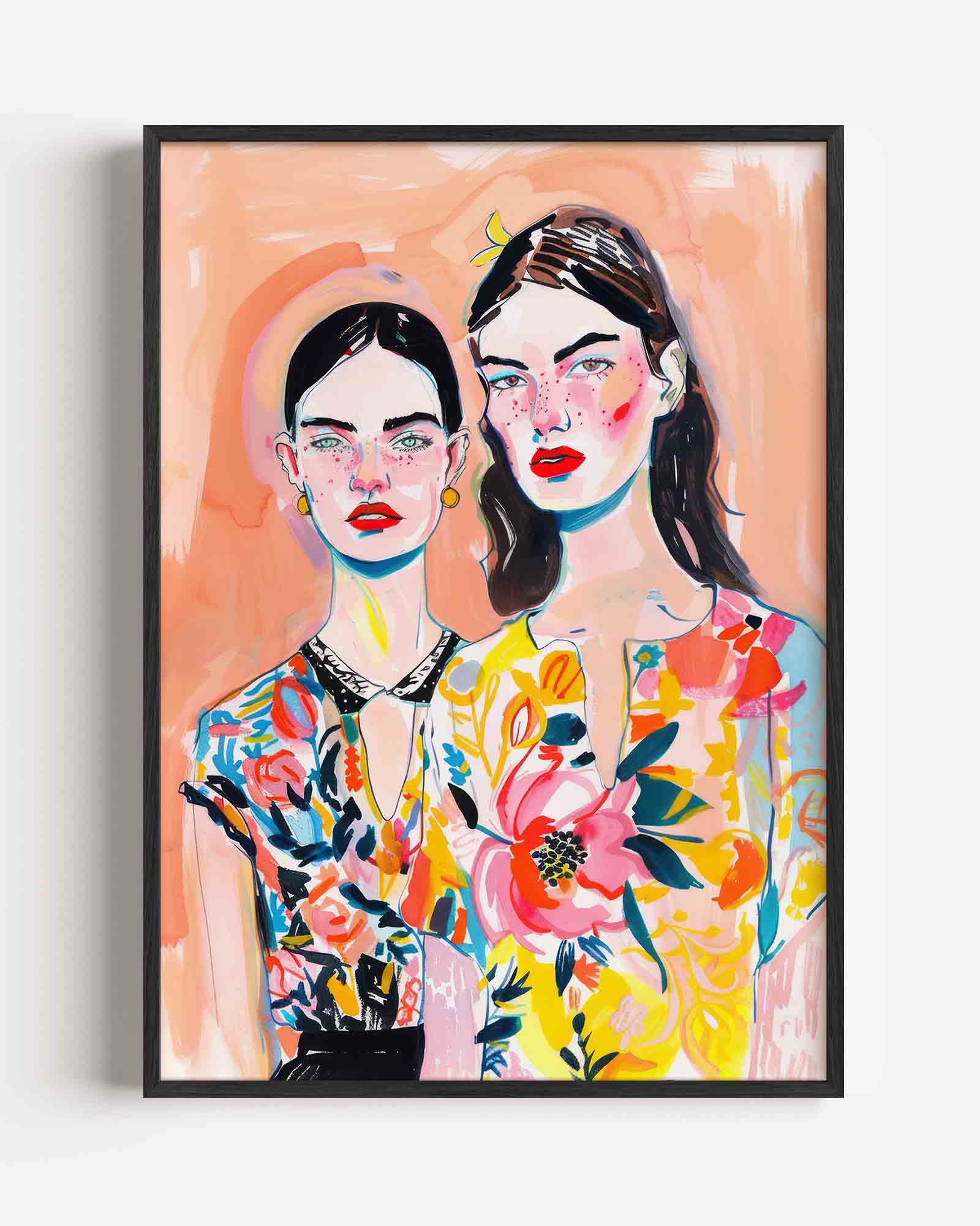 Twee vrouwen met bloemen Poster