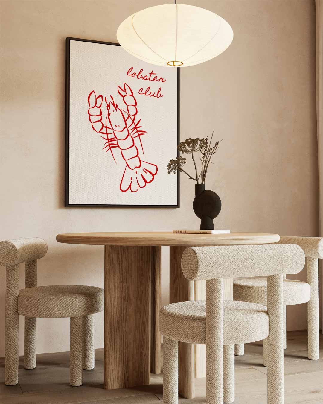 Vrolijke Kreeft Illustratie Kunstwerk-canvas-dibond-plexiglas-wanddecoratie-WallArtistic