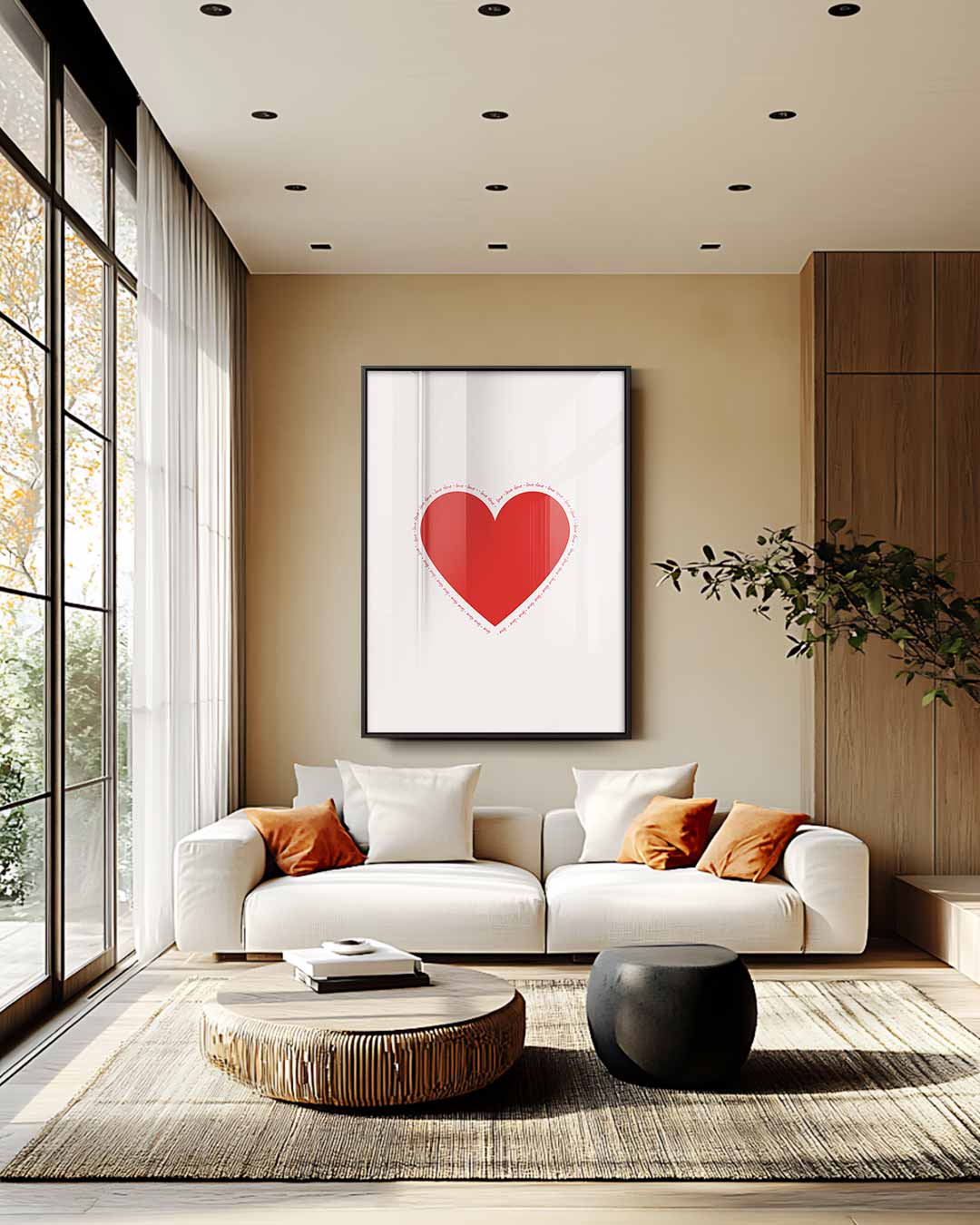 Rood Hart met Liefdevolle Rand Kunstwerk-canvas-dibond-plexiglas-wanddecoratie-WallArtistic